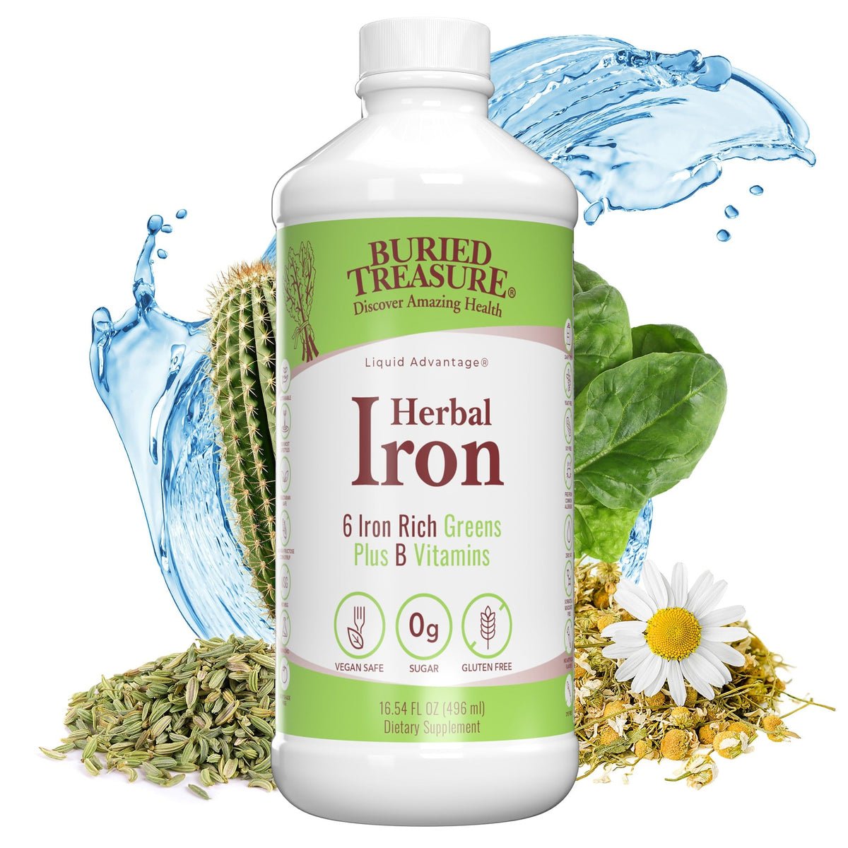 Herbal Iron – Liquid Iron Supplement with Vitamins & Herbs, 16 oz (48 Servings)