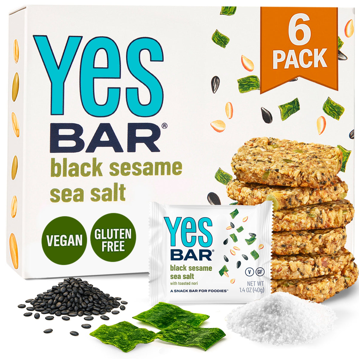 Yes Bar Black Sesame Sea Salt Six Pack