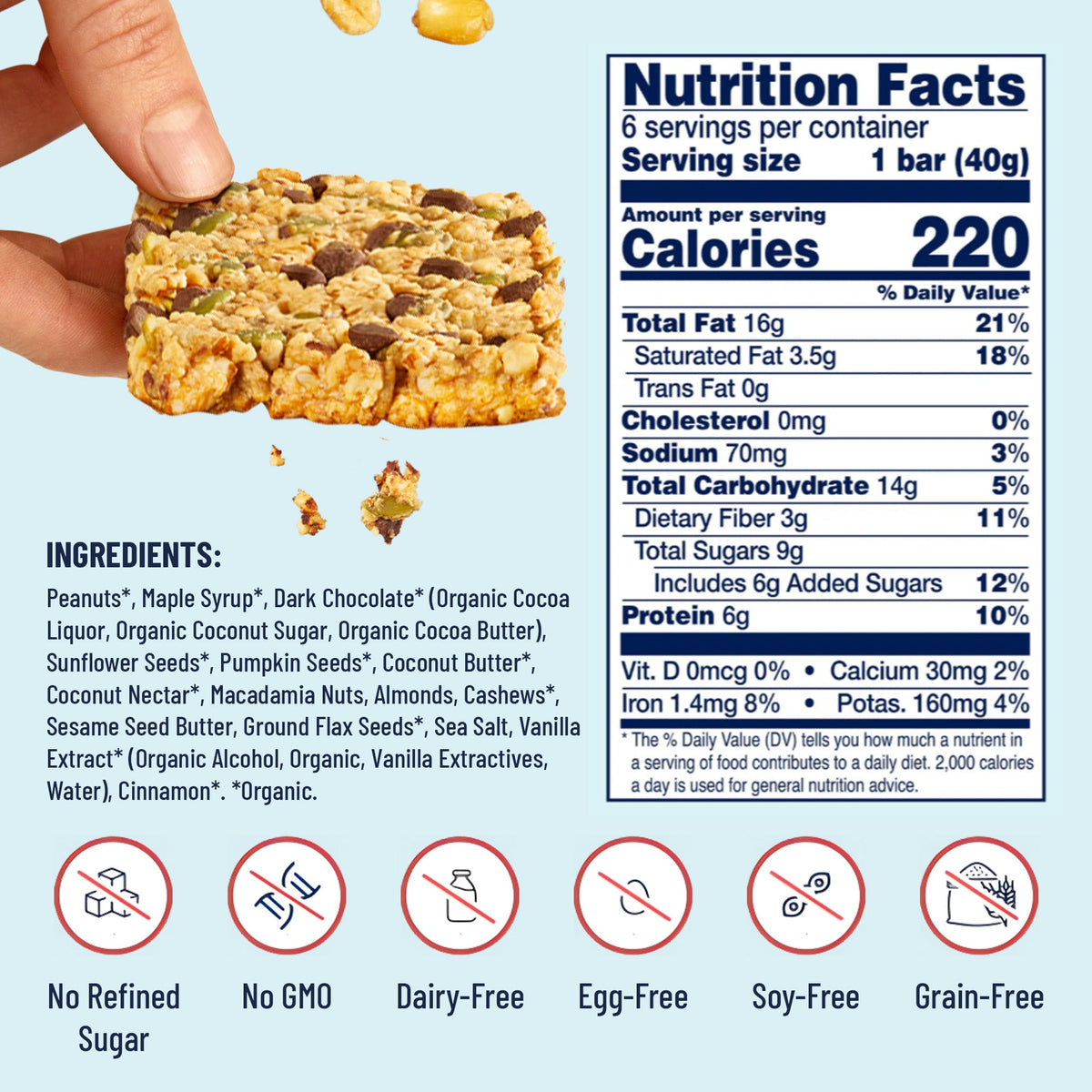 Yes Bar Peanut Butter Dark Chocolate Six Pack